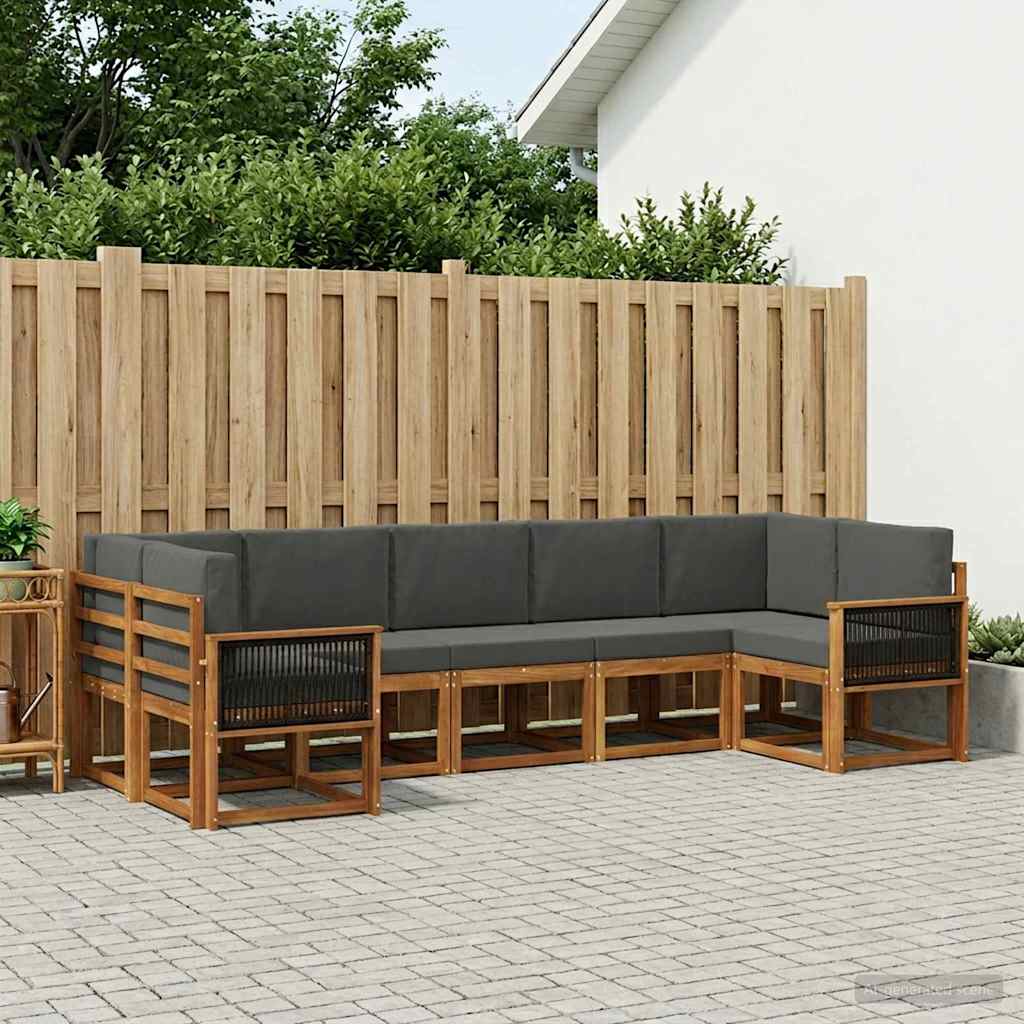Outdoor-Sofagarnitur 7 stk. Natur und Anthrazit