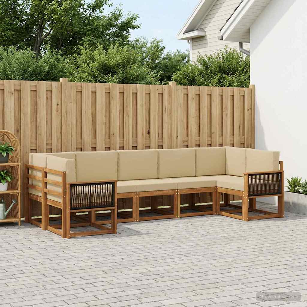 Outdoor-Sofagarnitur 7 stk. Natur und Beige