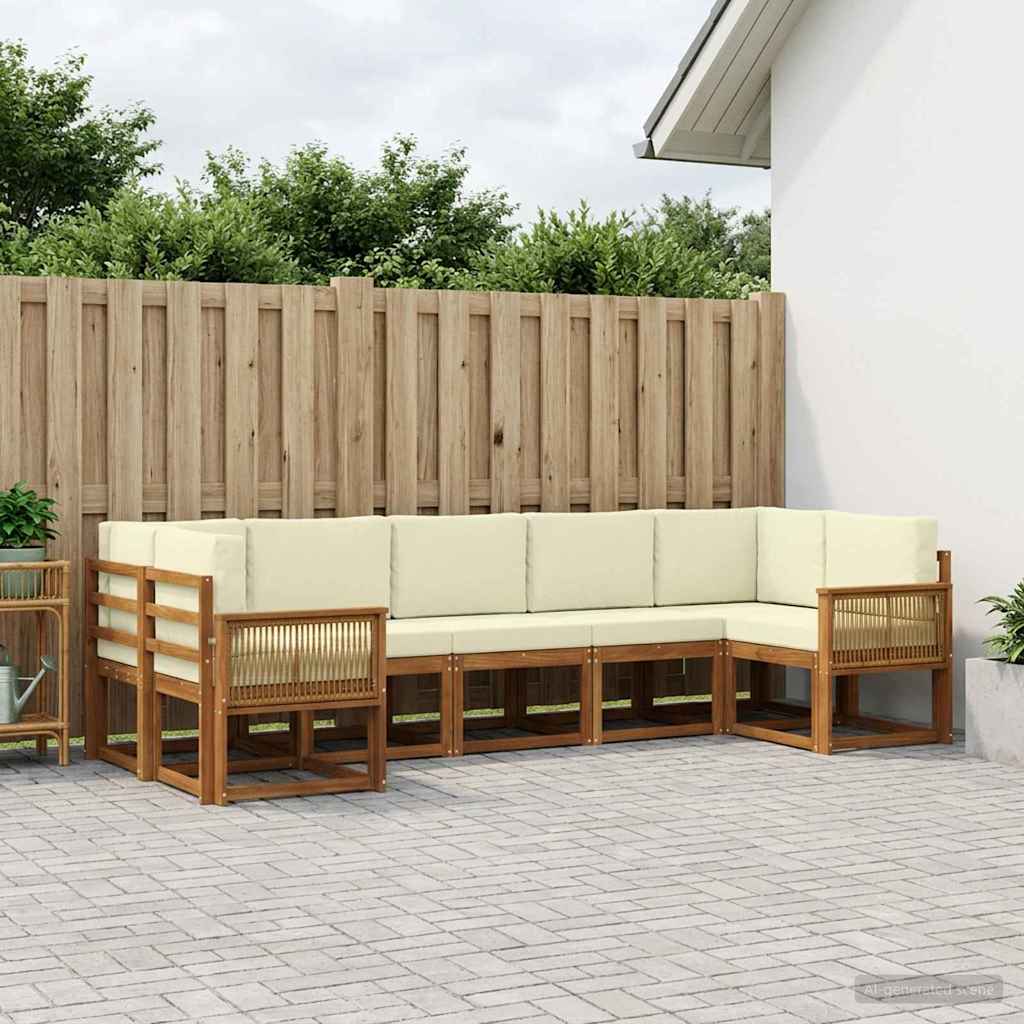 Outdoor-Sofagarnitur 7 stk. Natur und Creme