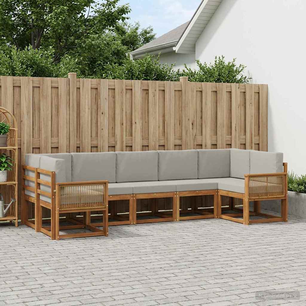 Outdoor-Sofagarnitur 7 stk. Natürlich und Hellgrau