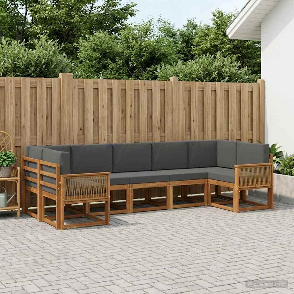 Outdoor-Sofagarnitur 7 stk. Natur und Anthrazit