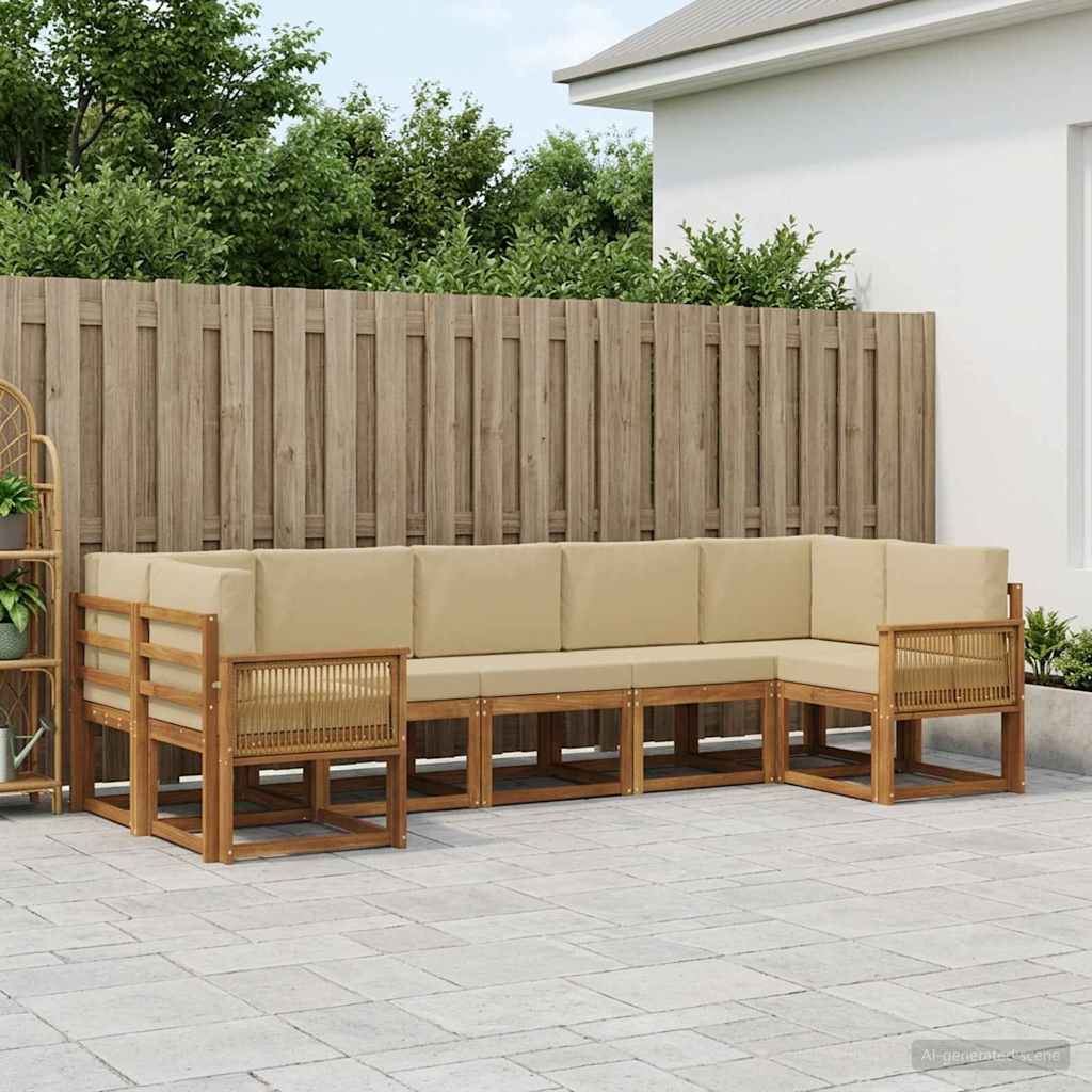Outdoor-Sofagarnitur 7 stk. Natur und Beige