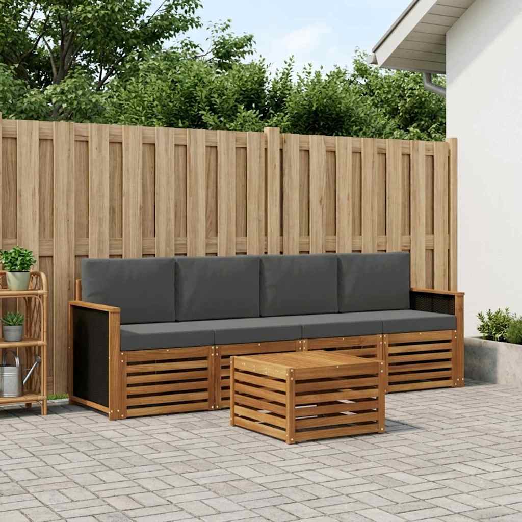 Outdoor-Sofagarnitur 5 stk. Natur und Anthrazit