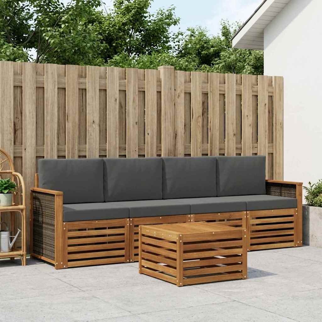 Outdoor-Sofagarnitur 5 stk. Natur und Anthrazit