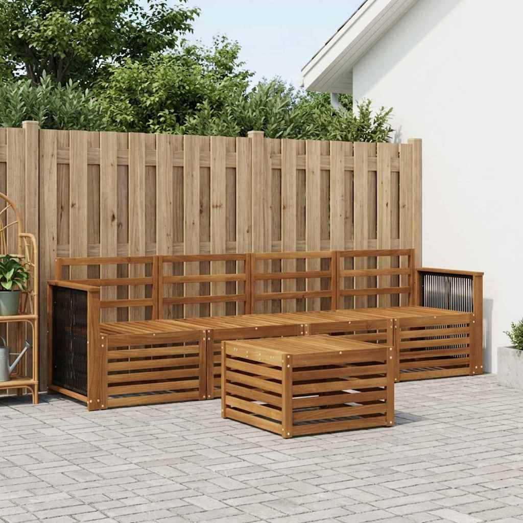 Outdoor-Sofagarnitur 5 stk. Natur Massivholz Akazie