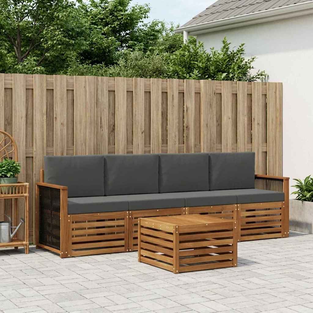 Outdoor-Sofagarnitur 5 stk. Natur und Anthrazit
