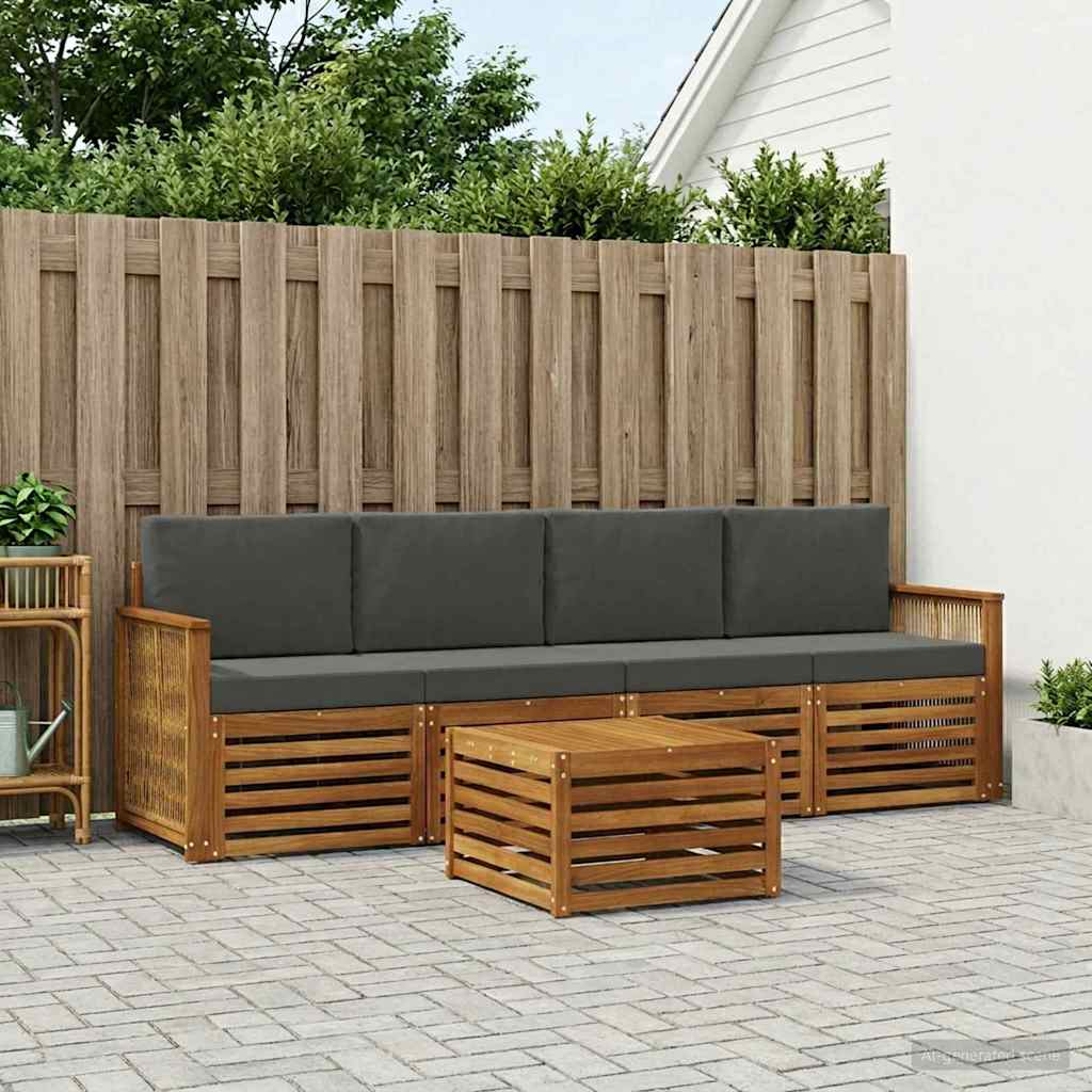 Outdoor-Sofagarnitur 5 stk. Natur und Anthrazit
