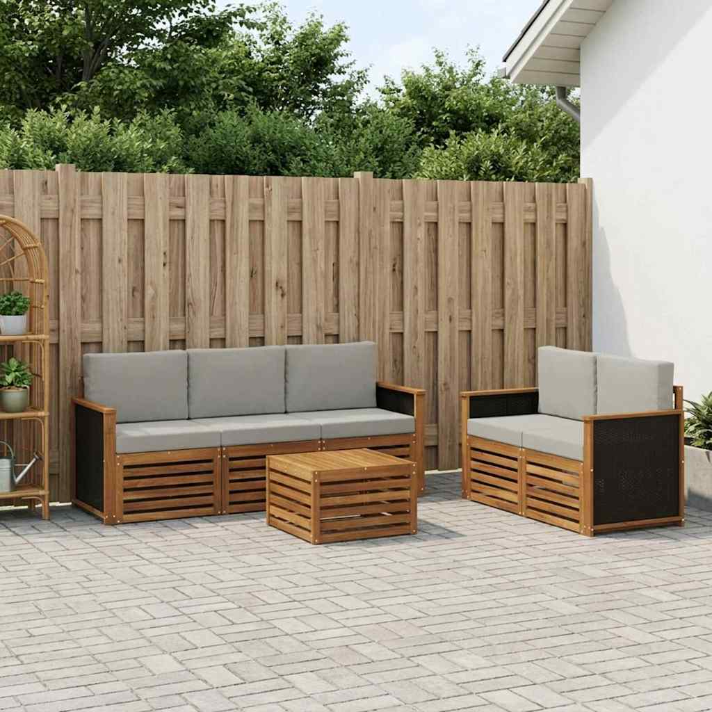 Outdoor-Sofagarnitur 6 stk. Natürlich und Hellgrau