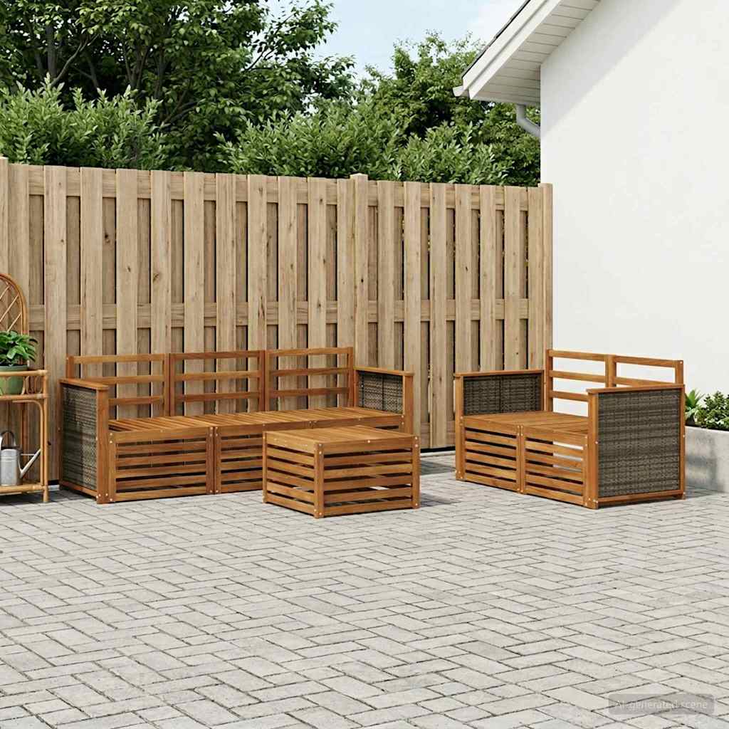 Outdoor-Sofagarnitur 6 stk. Natur Massivholz Akazie
