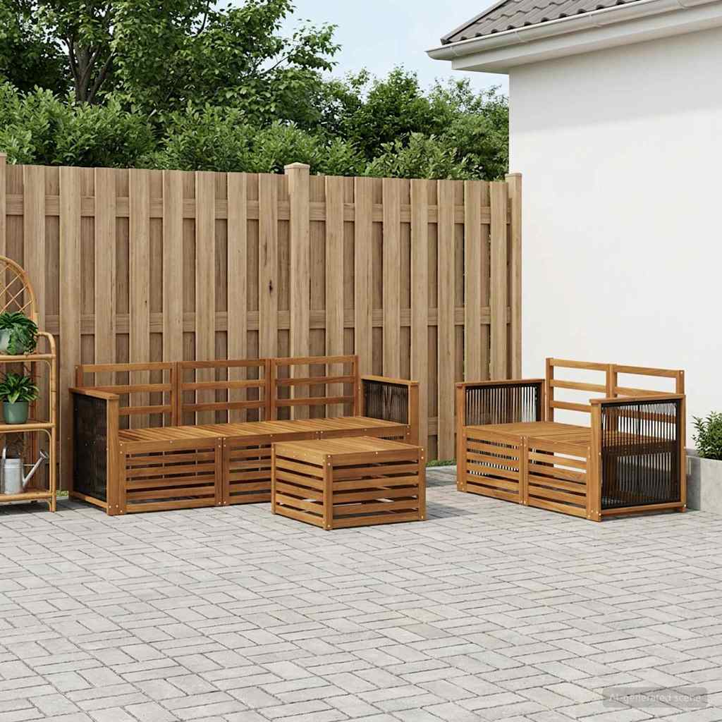 Outdoor-Sofagarnitur 6 stk. Natur Massivholz Akazie