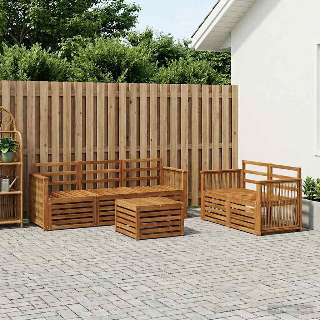 Outdoor-Sofagarnitur 6 stk. Natur Massivholz Akazie