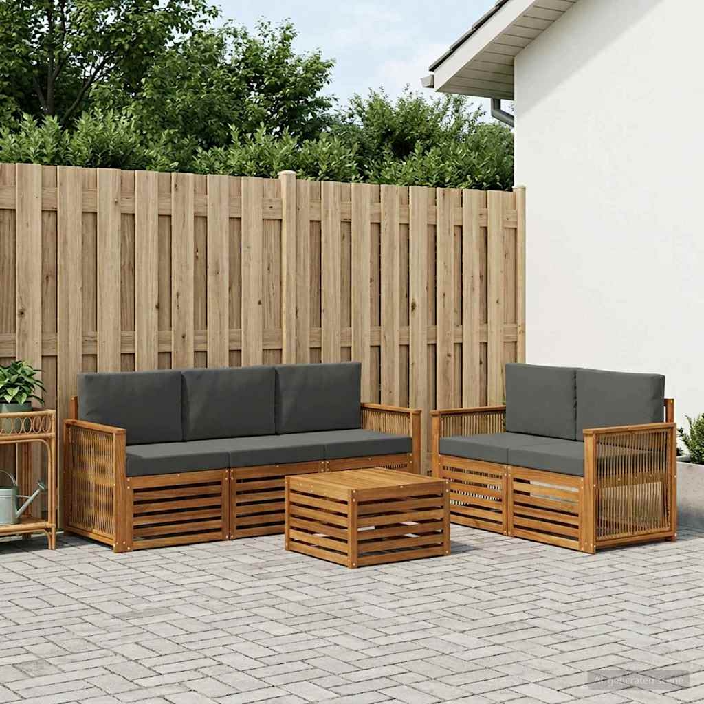 Outdoor-Sofagarnitur 6 stk. Natur und Anthrazit