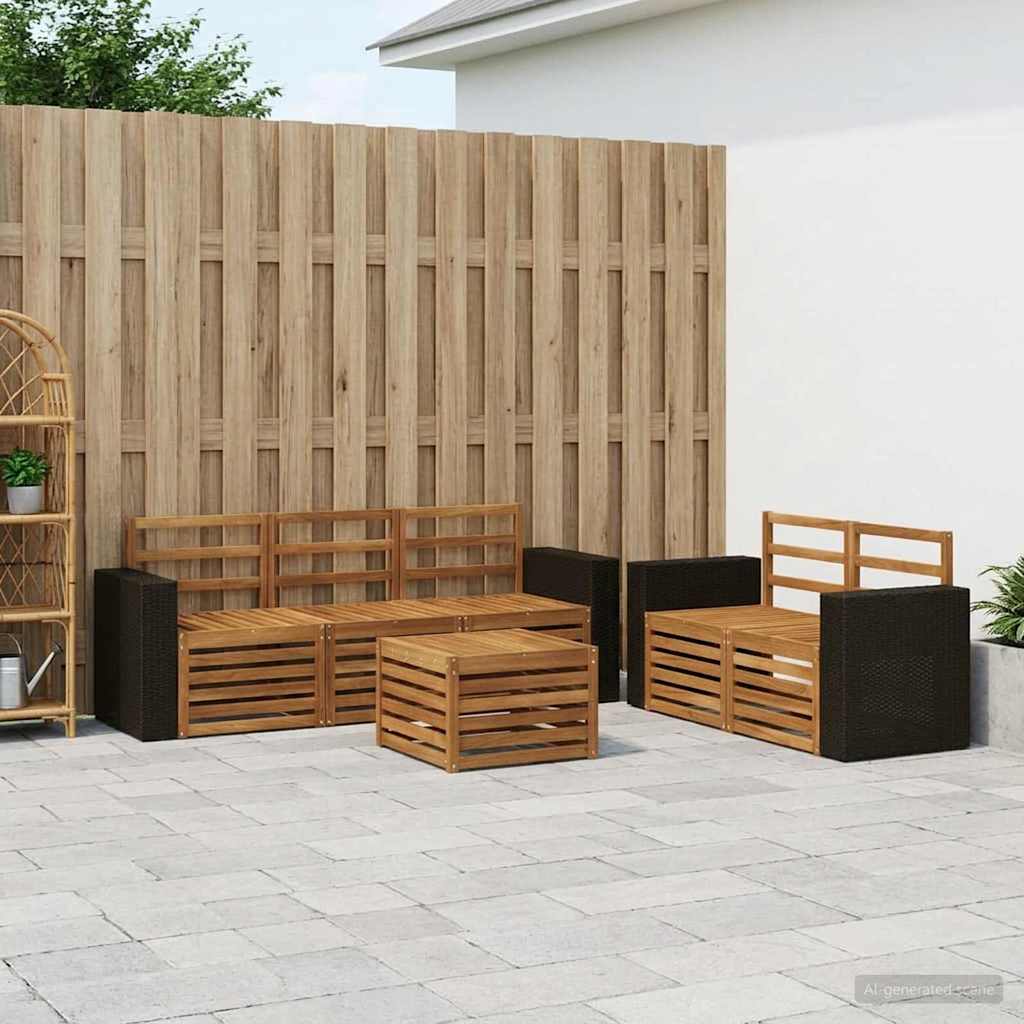 Outdoor-Sofagarnitur 6 stk. Natur Massivholz Akazie