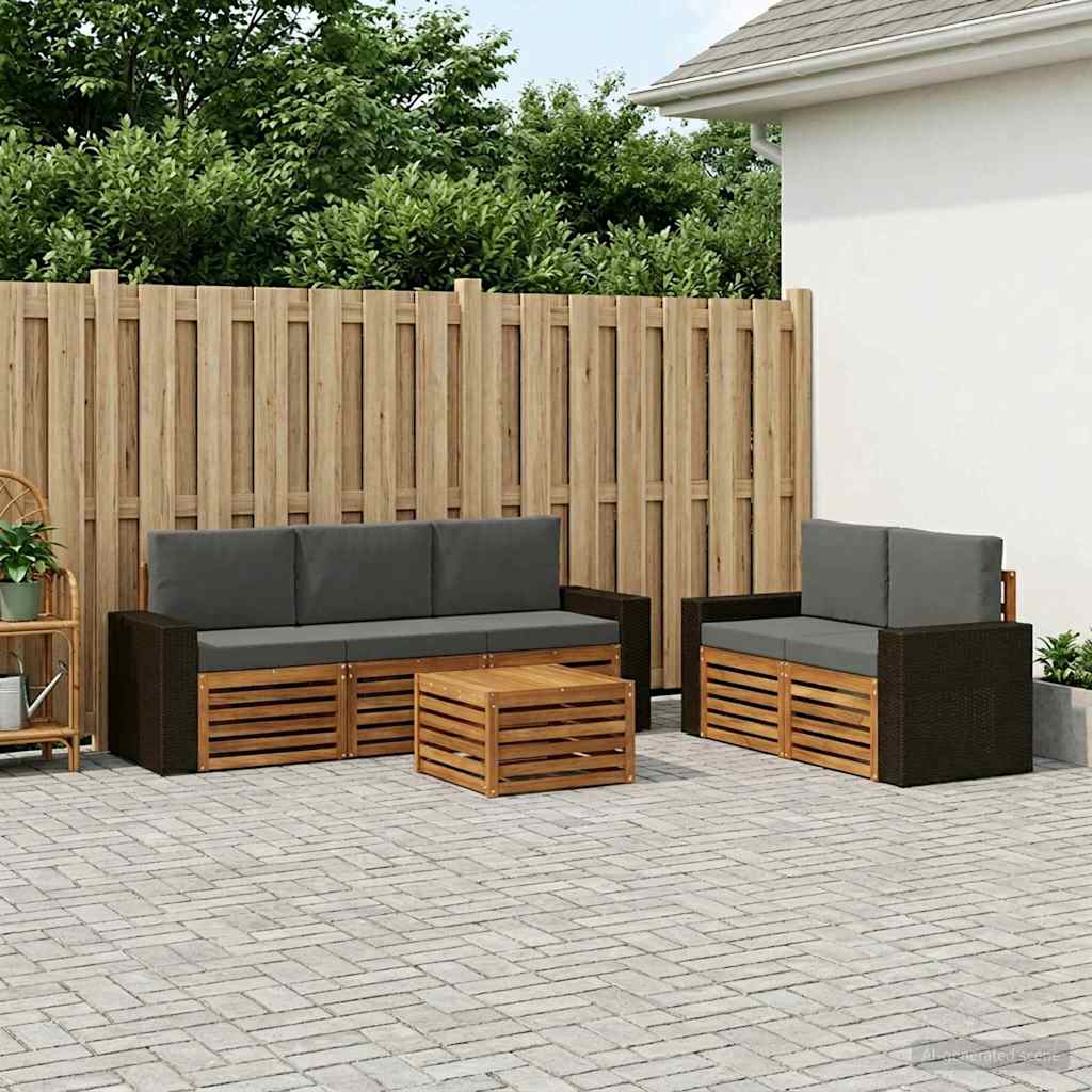 Outdoor-Sofagarnitur 6 stk. Natur und Anthrazit