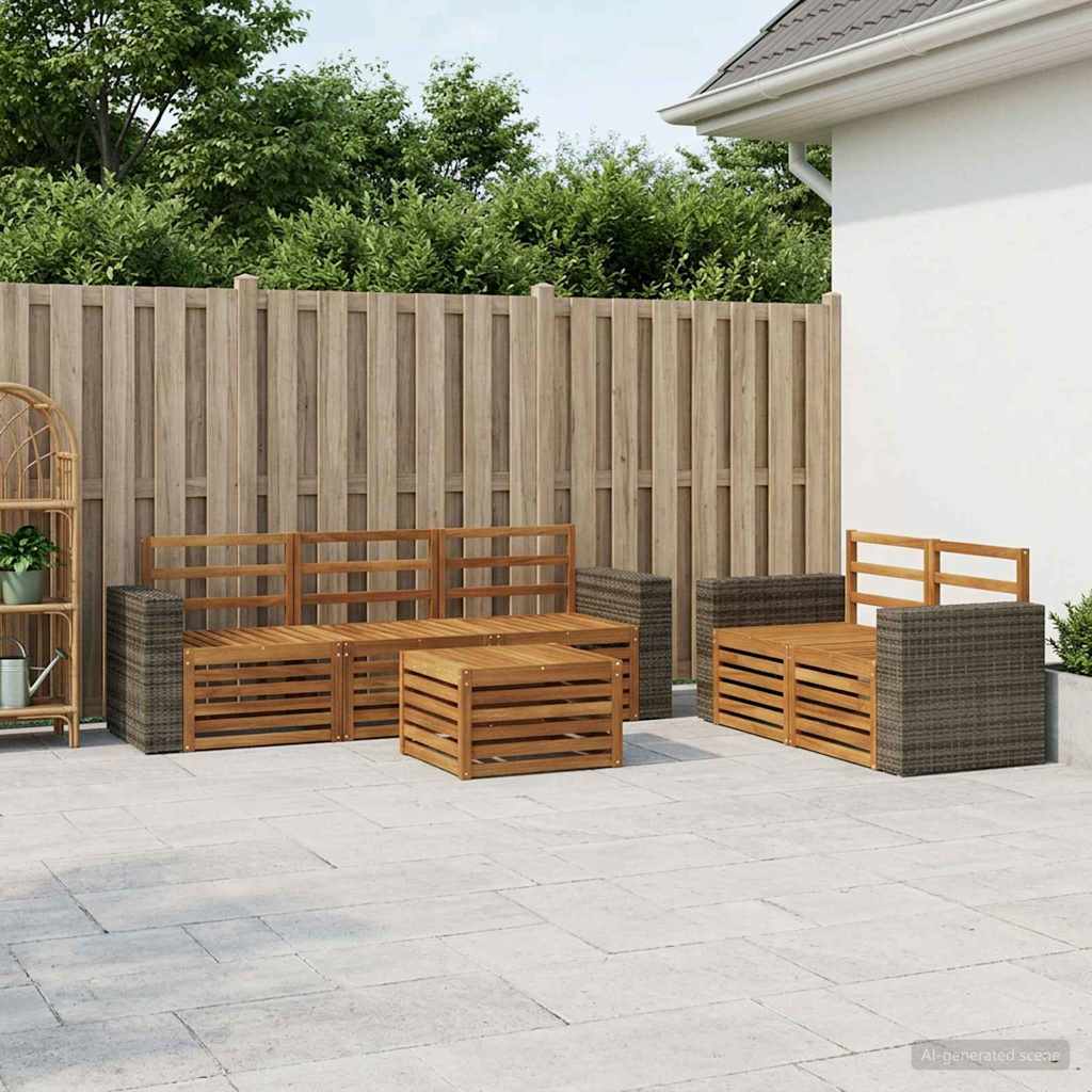 Outdoor-Sofagarnitur 6 stk. Natur Massivholz Akazie