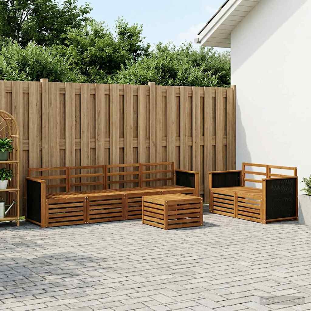 Outdoor-Sofagarnitur 7 stk. Natur Massivholz Akazie