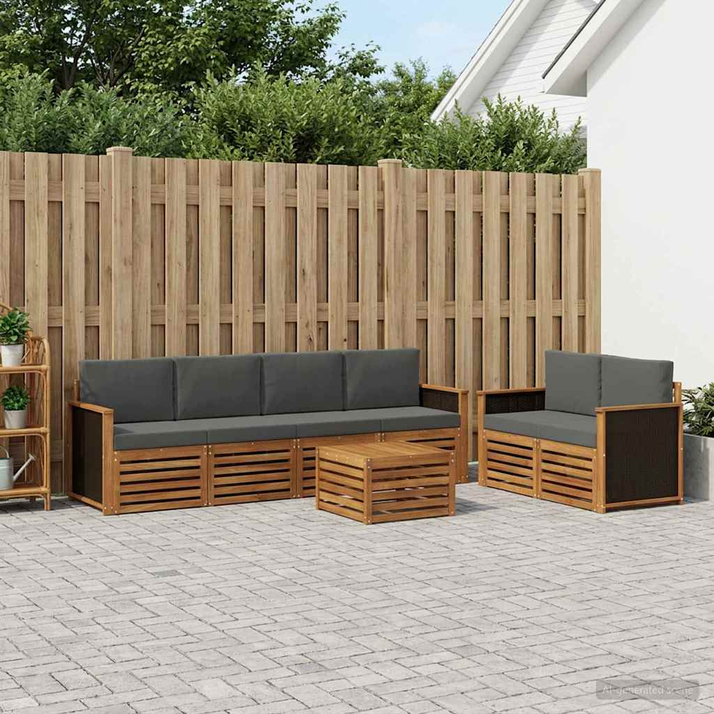 Outdoor-Sofagarnitur 7 stk. Natur und Anthrazit