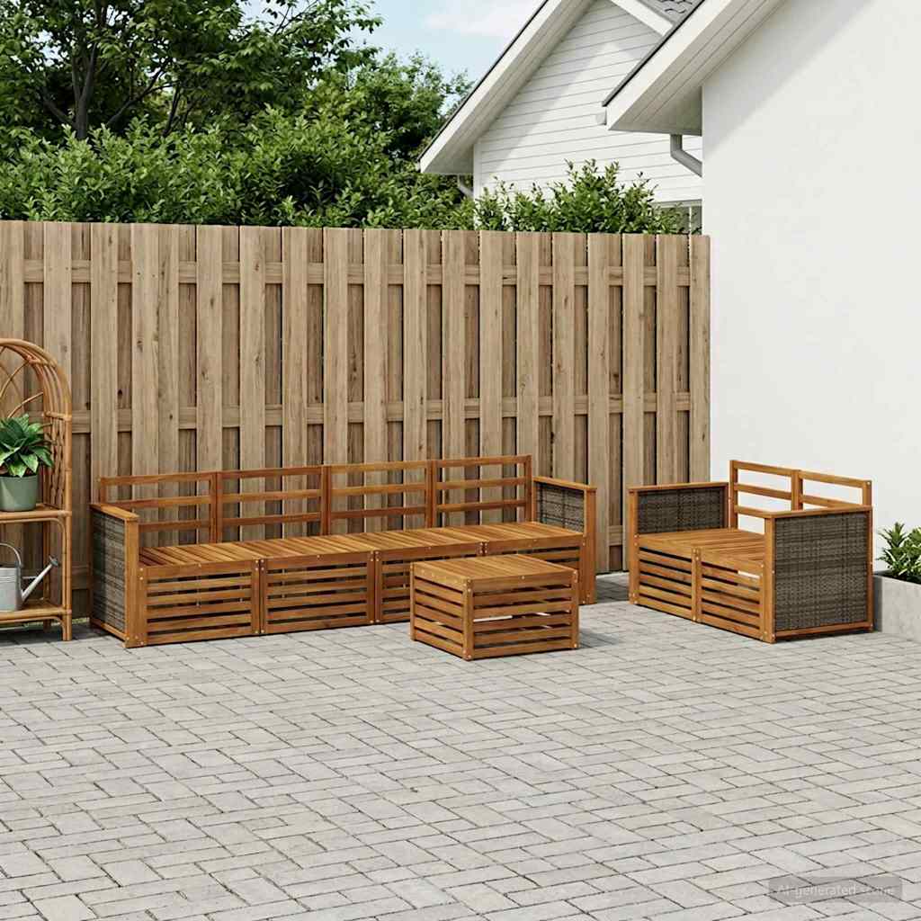 Outdoor-Sofagarnitur 7 stk. Natur Massivholz Akazie