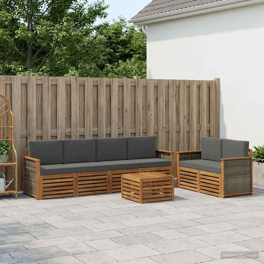 Outdoor-Sofagarnitur 7 stk. Natur und Anthrazit