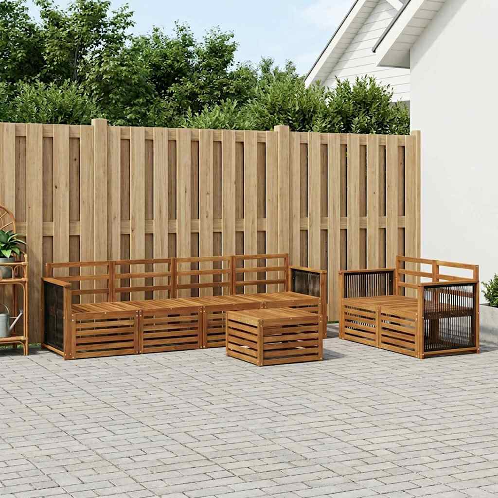Outdoor-Sofagarnitur 7 stk. Natur Massivholz Akazie