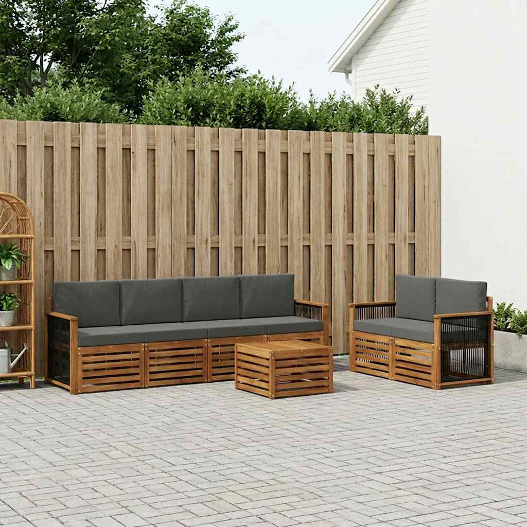 Outdoor-Sofagarnitur 7 stk. Natur und Anthrazit