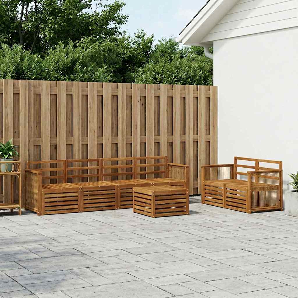 Outdoor-Sofagarnitur 7 stk. Natur Massivholz Akazie