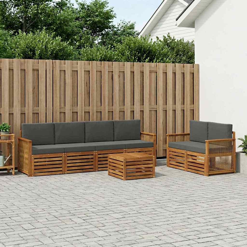 Outdoor-Sofagarnitur 7 stk. Natur und Anthrazit