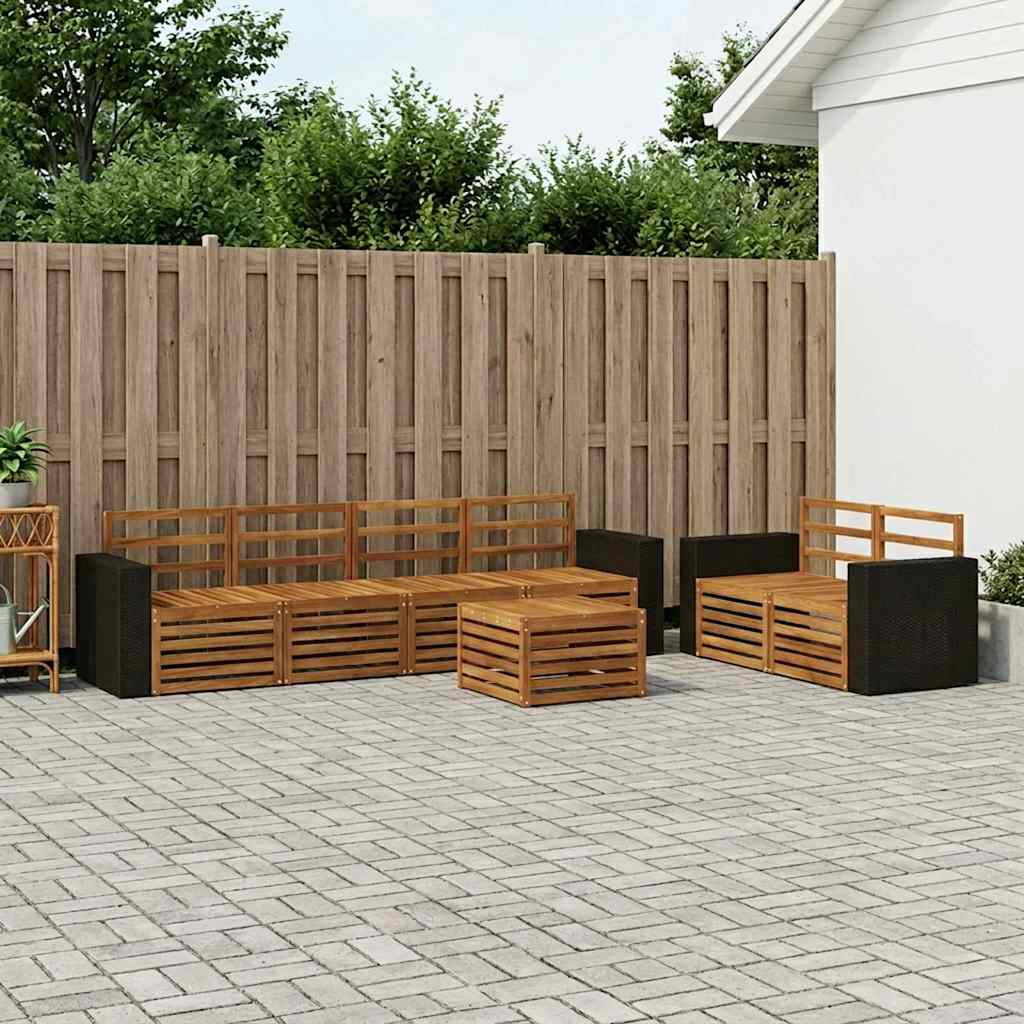 Outdoor-Sofagarnitur 7 stk. Natur Massivholz Akazie