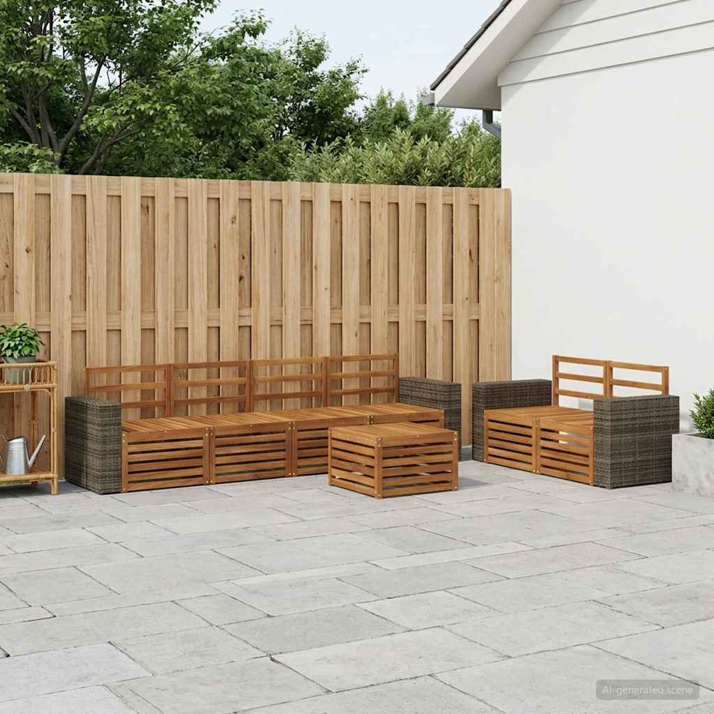 Outdoor-Sofagarnitur 7 stk. Natur Massivholz Akazie
