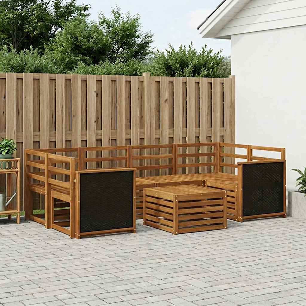 Outdoor-Sofagarnitur 7 stk. Natur Massivholz Akazie