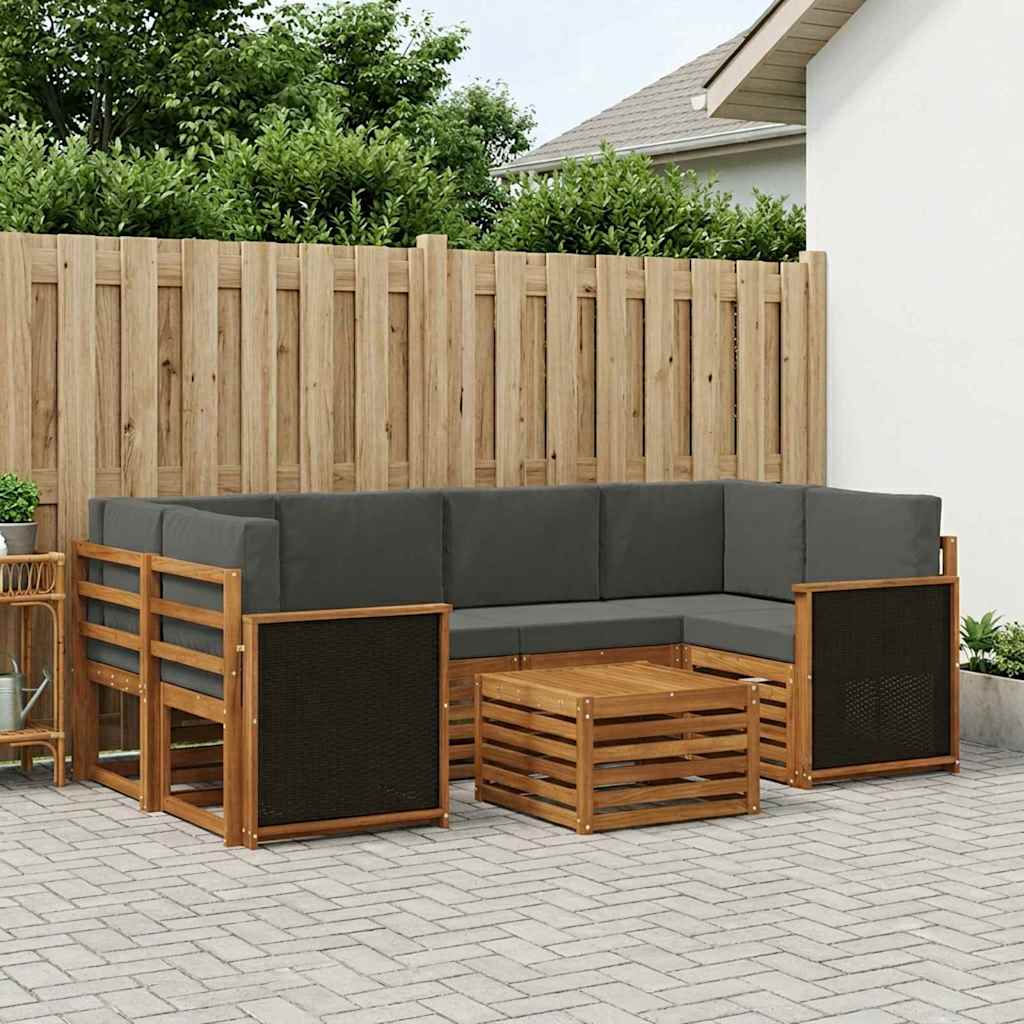 Outdoor-Sofagarnitur 7 stk. Natur und Anthrazit