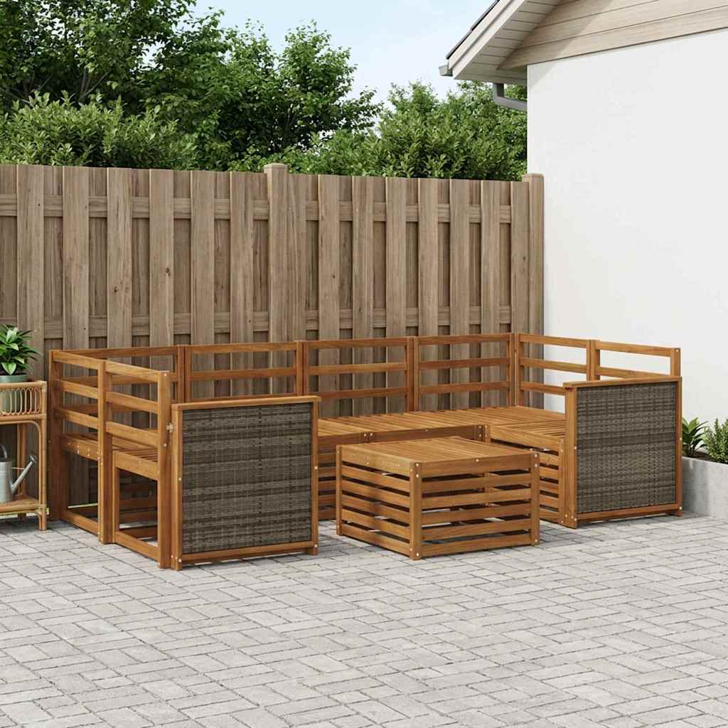 Outdoor-Sofagarnitur 7 stk. Natur Massivholz Akazie