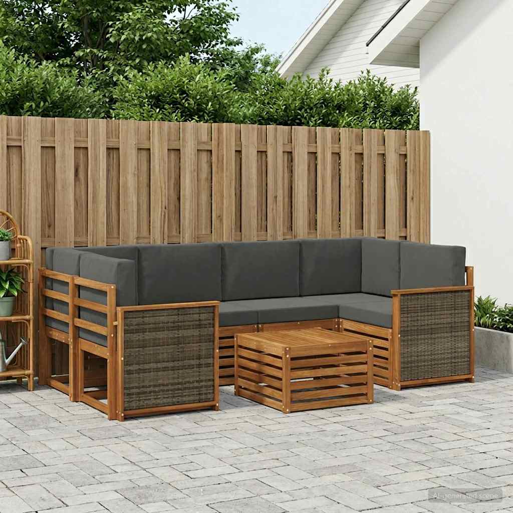 Outdoor-Sofagarnitur 7 stk. Natur und Anthrazit
