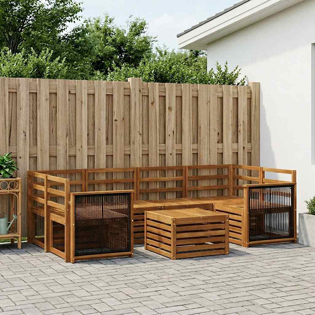 Outdoor-Sofagarnitur 7 stk. Natur Massivholz Akazie