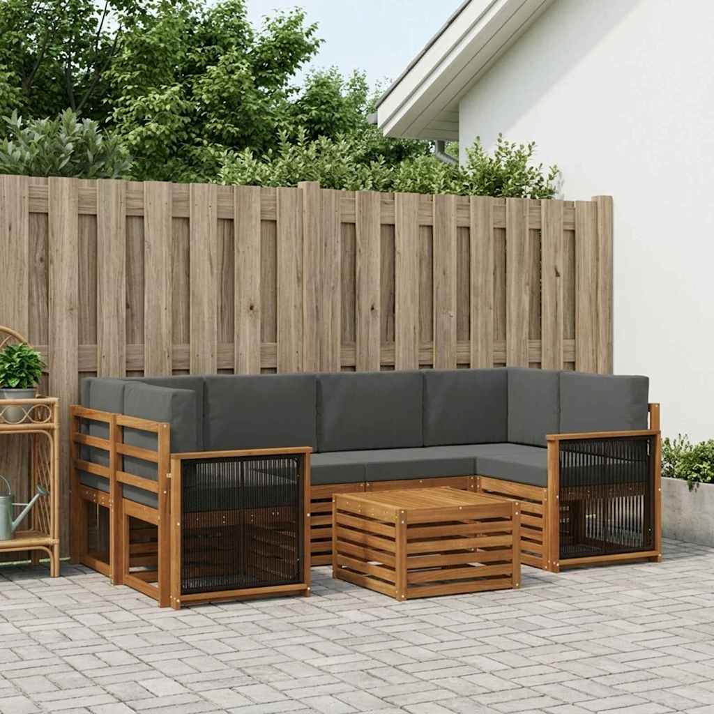 Outdoor-Sofagarnitur 7 stk. Natur und Anthrazit