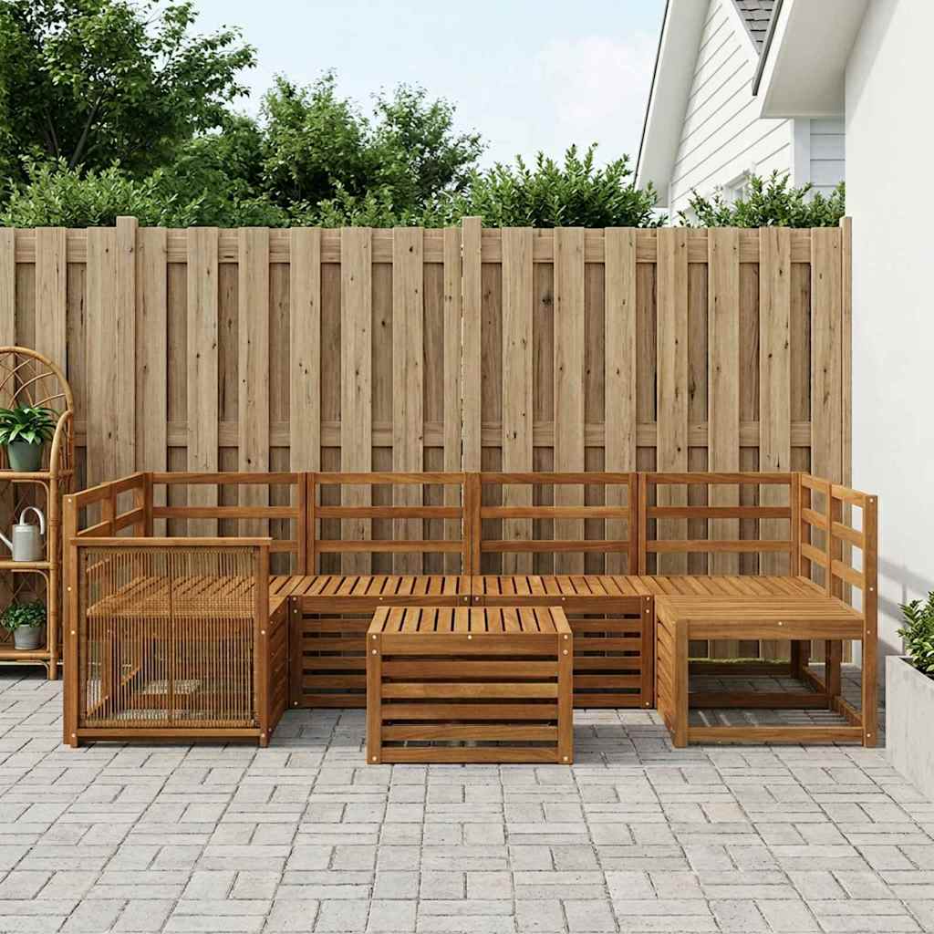 Outdoor-Sofagarnitur 7 stk. Natur Massivholz Akazie