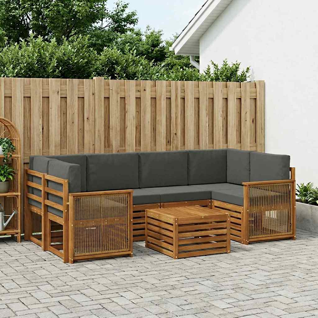 Outdoor-Sofagarnitur 7 stk. Natur und Anthrazit