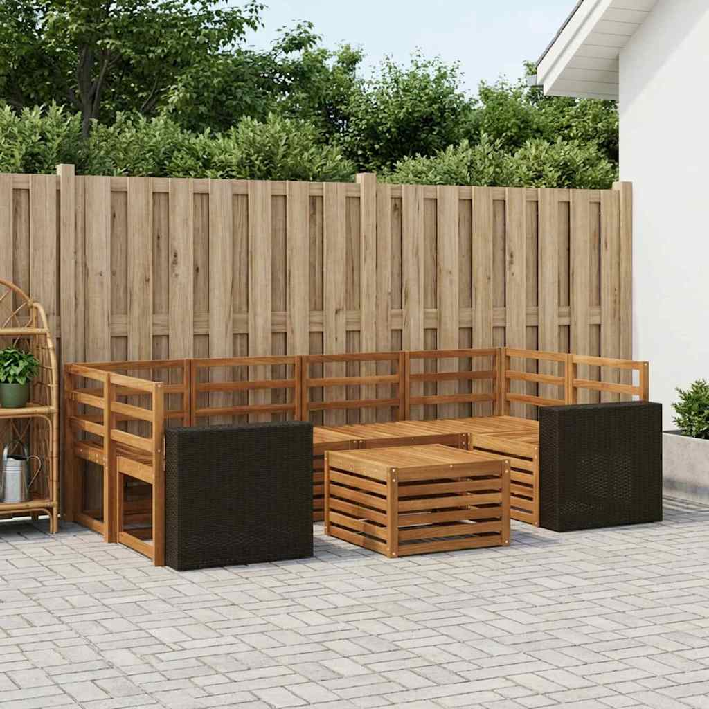 Outdoor-Sofagarnitur 7 stk. Natur Massivholz Akazie