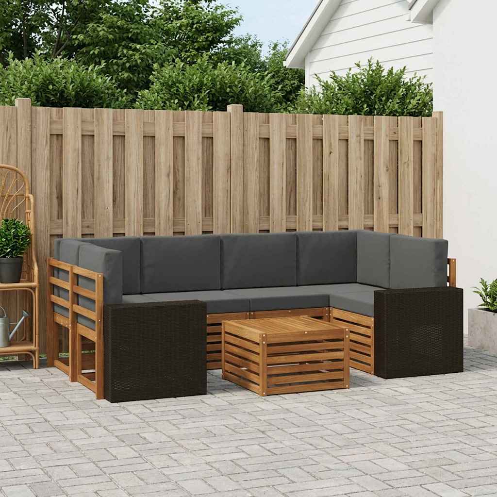 Outdoor-Sofagarnitur 7 stk. Natur und Anthrazit