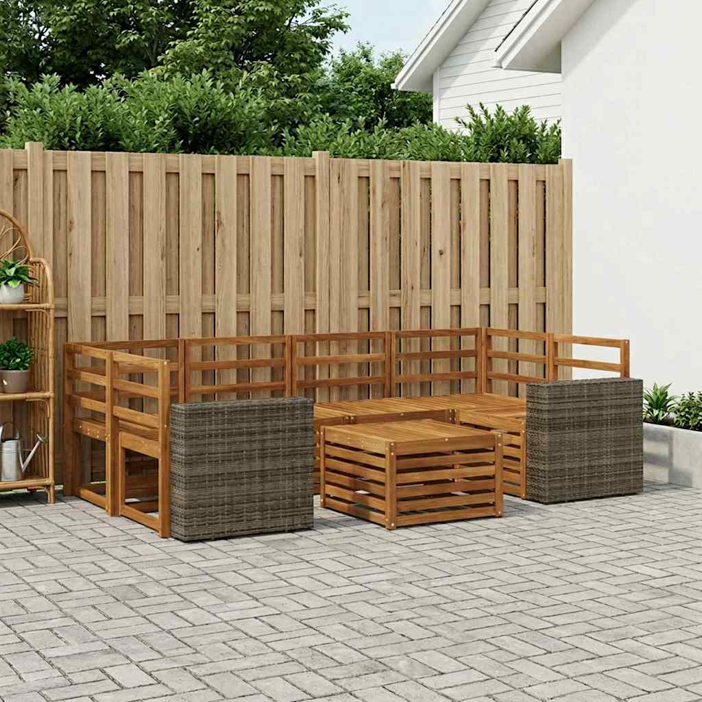 Outdoor-Sofagarnitur 7 stk. Natur Massivholz Akazie