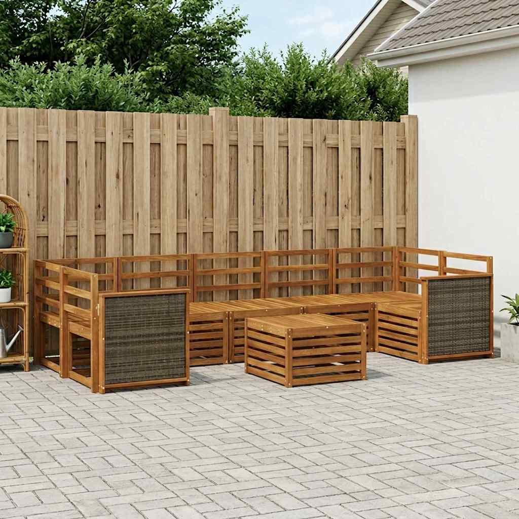 Outdoor-Sofagarnitur 8 stk. Natur Massivholz Akazie