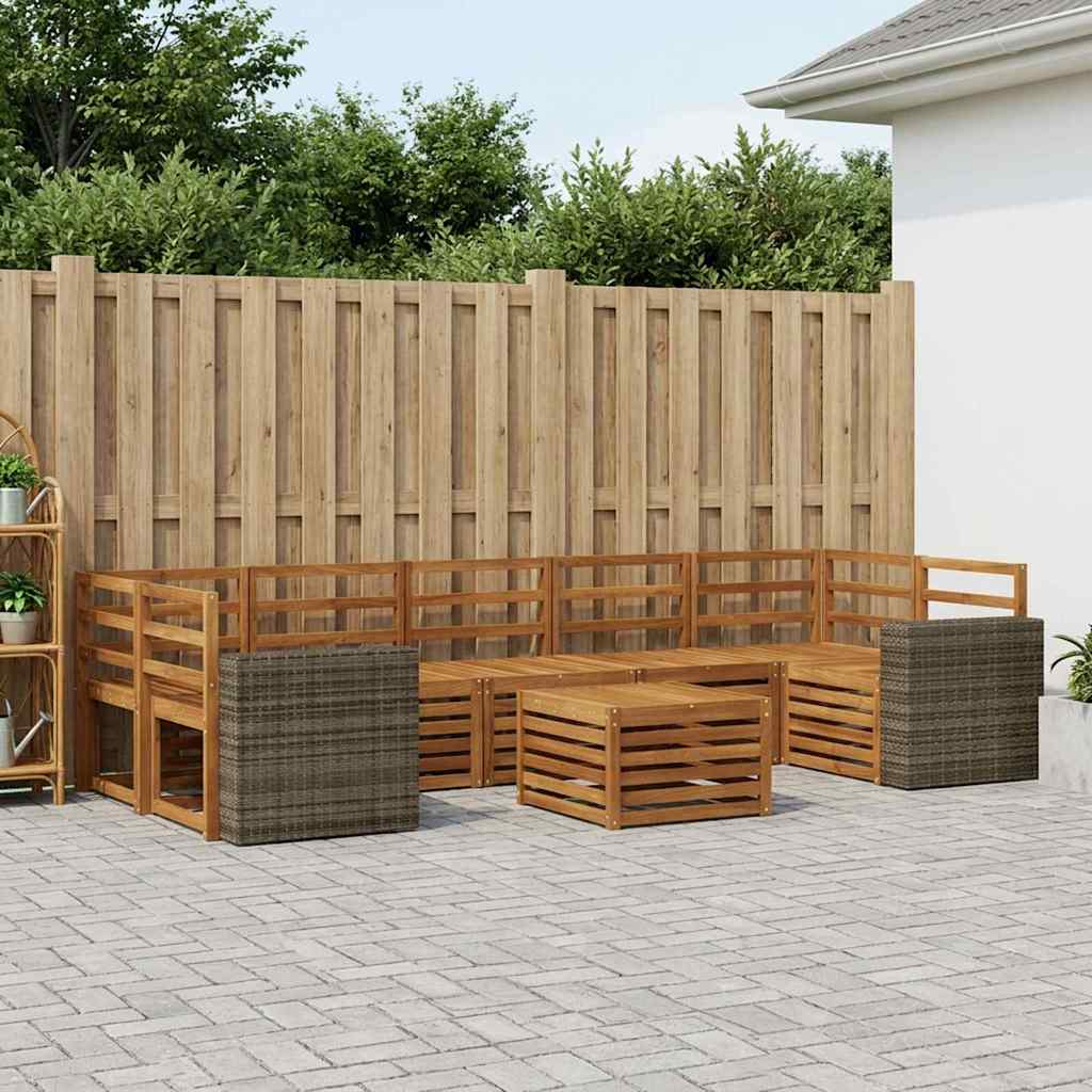 Outdoor-Sofagarnitur 8 stk. Natur Massivholz Akazie