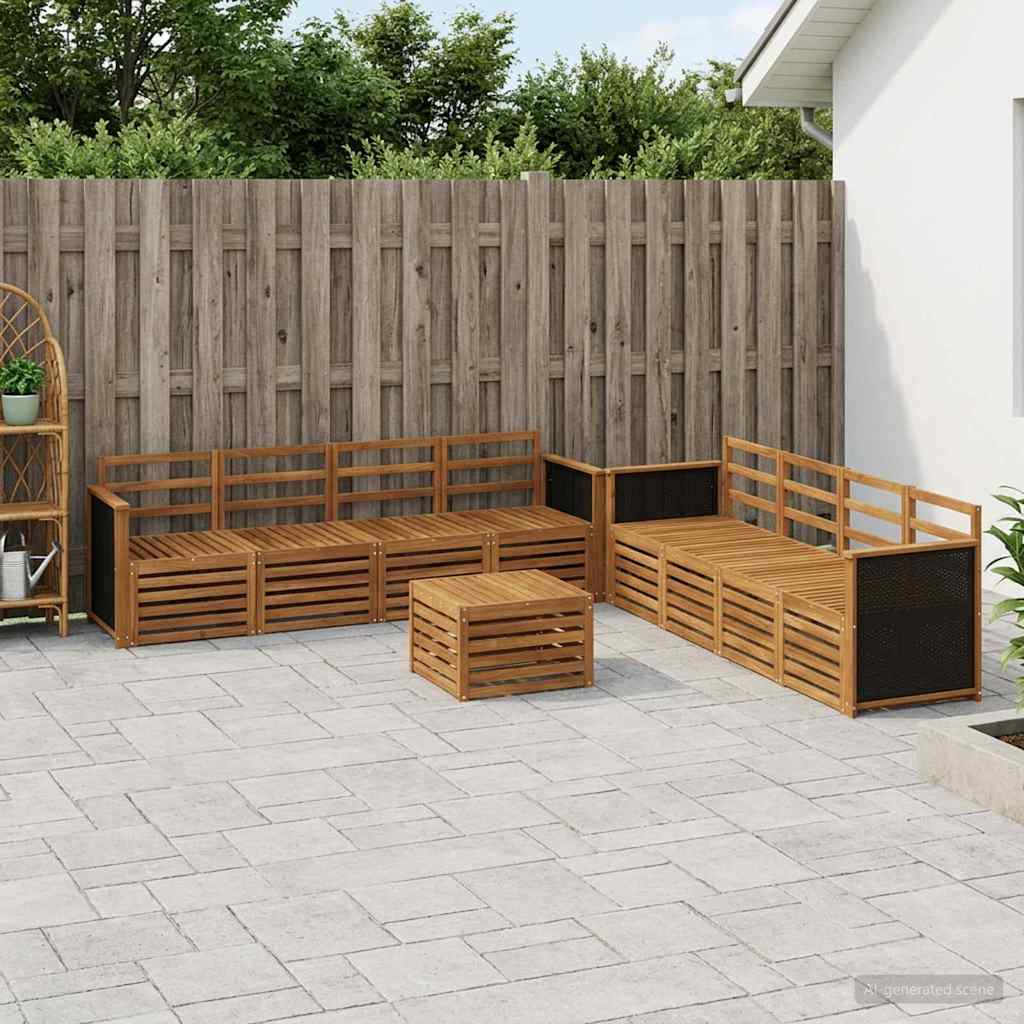 Outdoor-Sofagarnitur 9 stk. Natur
