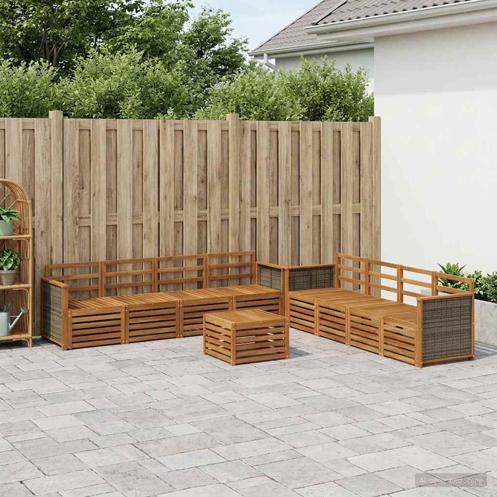 Outdoor-Sofagarnitur 9 stk. Natur