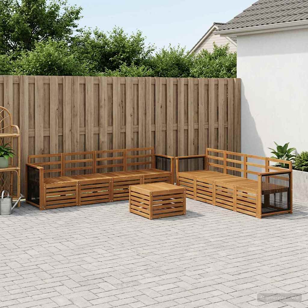 Outdoor-Sofagarnitur 9 stk. Natur