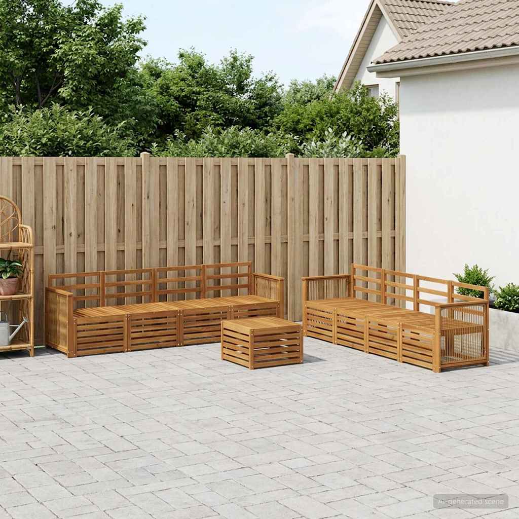 Outdoor-Sofagarnitur 9 stk. Natur