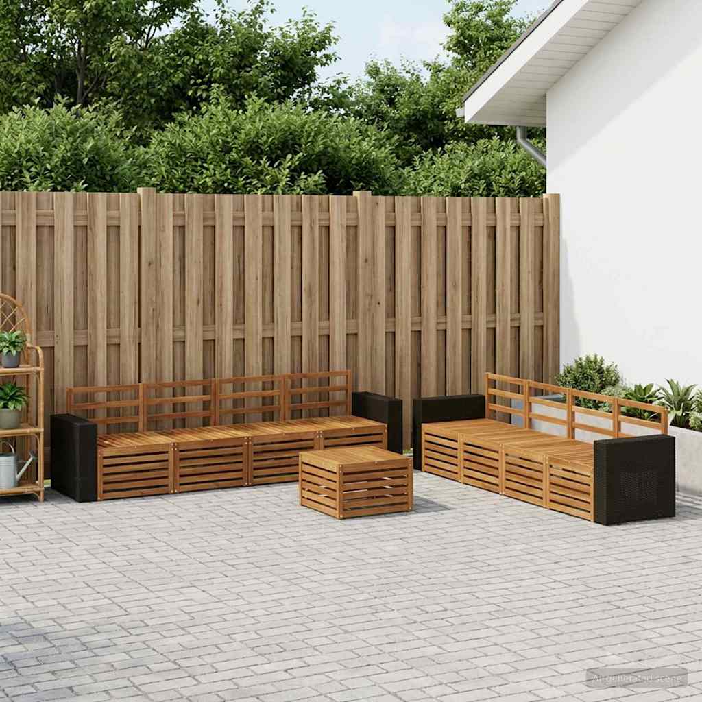 Outdoor-Sofagarnitur 9 stk. Natur