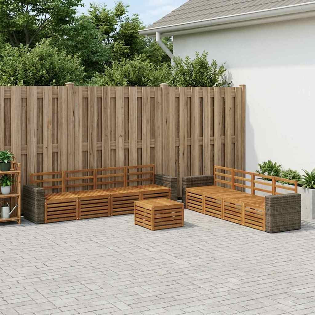 Outdoor-Sofagarnitur 9 stk. Natur