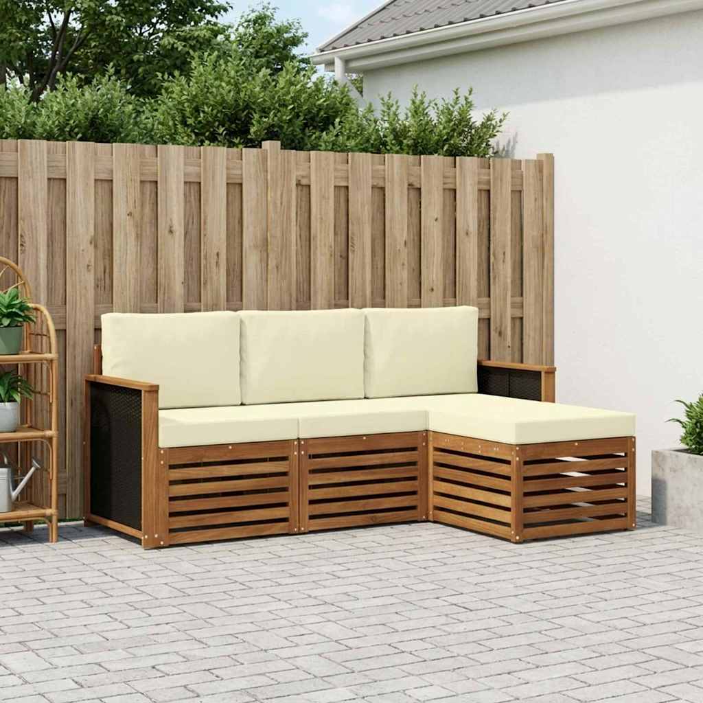 Outdoor-Sofagarnitur 4 stk. Natur und Creme