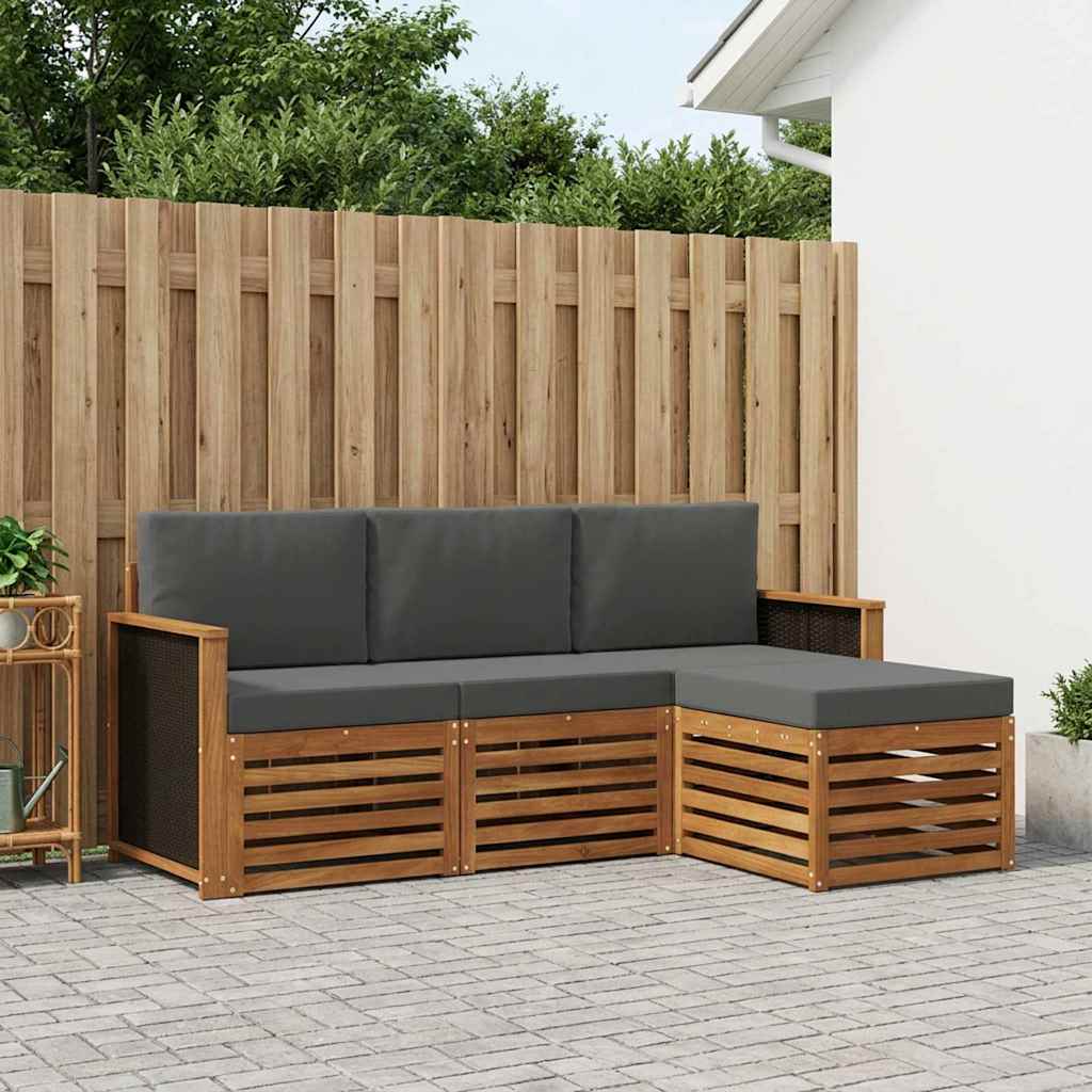 Outdoor-Sofagarnitur 4 stk. Natur und Anthrazit